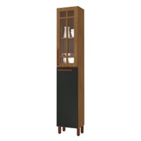 Paneleiro 40 Cm Monza 2 Portas com Vidro Freijó/Cinza - Indekes