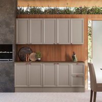 Cozinha Compacta Americana Texas 9 Portas 2 Gavetas com Tampo com Rodapé Griss - Pnr Móveis