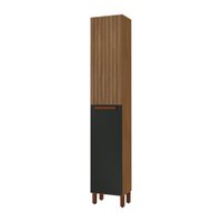 Paneleiro 40 Cm Monza 2 Portas 3 Prateleiras Ripado Freijó/Cinza - Indekes