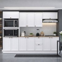 Cozinha Completa Americana Texas 11 Portas 2 Gavetas com Rodapé Branco - Pnr Móveis
