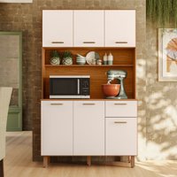 Armário de Cozinha Compacta Grécia 6 Portas 1 Gaveta Freijó/Off White - Pnr Móveis