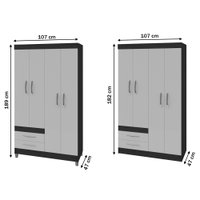 Guarda-Roupa Solteiro França 4 Portas 2 Gavetas Branco/Rosa - Pnr Móveis