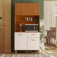 Armário de Cozinha New Izis 4 Portas 1 Gaveta Ripado 3d Freijó/Off White - Pnr Móveis