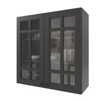 Armário Aéreo Cozinha 80 Cm Bariloche 2 Portas com Vidro 100% Mdf 6225.18 Cinza - Indekes