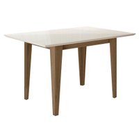 Mesa de Madeira 120 Cm Confort com Vidro Carvalho/Off White - Pnr Móveis