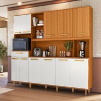 Cozinha Compacta Pilar 11 Portas 1 Gaveta Freijó/Off White - Pnr Móveis