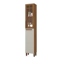 Paneleiro 40 Cm Monza 2 Portas com Vidro Freijó/Off White - Indekes