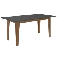 Mesa de Madeira 160 Cm Aconchego com Vidro Carvalho/Grafite/Preto - Pnr Móveis