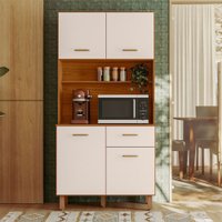 Armário de Cozinha New Izis 4 Portas 1 Gaveta Freijó/Off White - Pnr Móveis