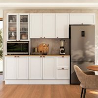 Cozinha Compacta Americana Texas 10 Portas 2 Gavetas com Rodapé Branco - Pnr Móveis