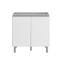 Balcão de Cozinha 80 Cm Paris 2 Portas sem Tampo Branco - Pnr Móveis