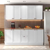 Cozinha Compacta Americana Texas 9 Portas 2 Gavetas com Tampo com Rodapé Branco - Pnr Móveis