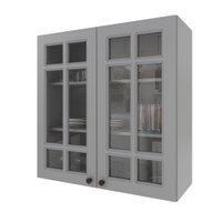 Armário Aéreo Cozinha 80 Cm Bariloche 2 Portas com Vidro 100% Mdf 6225.18 Titanio Fosco - Indekes