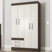 Guarda-Roupa Solteiro França 4 Portas 2 Gavetas Amêndoa/Off White - Pnr Móveis