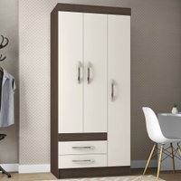 Guarda-Roupa Solteiro França 3 Portas 2 Gavetas Amêndoa/Off White - Pnr Móveis