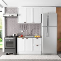 Cozinha Compacta Americana Texas 6 Portas 2 Gavetas com Rodapé Branco - Pnr Móveis