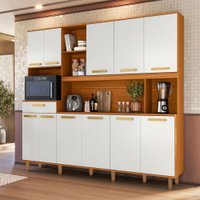 Cozinha Compacta Pilar c/11 Portas 1 Gaveta Freijó/Off White - Pnr Móveis
