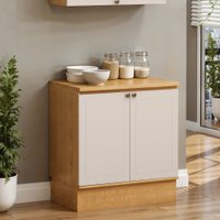 Balcão 80cm 2 Portas c/ Rodapé Provence Cinamomo/Off White