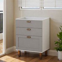 Balcão de Cozinha 3 Gavetas Iluminata Branco/Fendi Sem Tampo