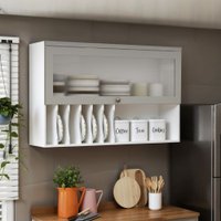 Armário Cozinha Aéreo 120cm 1 Pt Iluminata Branco/Fendi