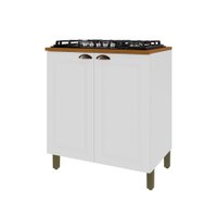 Balcão de Cozinha 80 Cm Bariloche 2 Portas com Tampo 100% Mdf Branco - Indekes