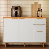 Balcão de Cozinha para Pia 120 Cm Safira 3 Portas 2 Gavetas 100% Mdf Freijó Uv/Off Acetinado - Pnr Móveis