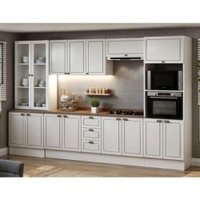 Cozinha Completa 6pçs Americana Branco/Ebano C/ Tpo e Rodape