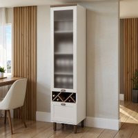 Cristaleira Cozinha 1 Porta Vidro Adega Iluminata Branco