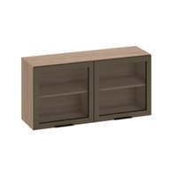Armário Aéreo de Cozinha 120 Cm Rubi 2 Portas com Vidro Carvalho Oak - Pnr Móveis