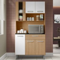 Armário de Cozinha Compacta Atena 6 Portas 1 Gaveta Carvalho/Branco - Pnr Móveis