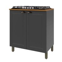 Balcão de Cozinha 80 Cm Bariloche 2 Portas com Tampo 100% Mdf Cinza - Indekes