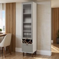 Cristaleira Cozinha 1 Porta Vidro Adega Iluminata Brco/Fendi