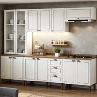 Cozinha Completa 5 Pçs 12 Pts 3 Gav Americana Bco/ebano C/tampo