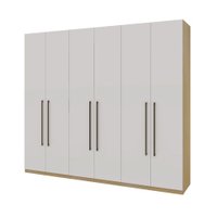 Guarda Roupa 6 Portas 3 Gavetas Nero Infinity Savana/Branco