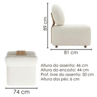 Poltrona Modular e Puff Block Pes Madeira Boucle TCE 1010 MOLL