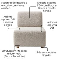 Poltrona Modular e Puff Block Pes Madeira Boucle TCE 1018 MOLL