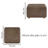 Poltrona Modular e Puff Block Pes Madeira Courino TCS 729 MOLL