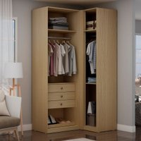 Closet Canto 3 Gavetas 2 Cabideiros Zeus Infinity Savana
