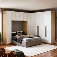 Guarda Roupa Casal Canto 11 Portas Infinity Savana/Branco