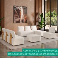 Sofa Modular 2 Lugares E Chaise Block Pes Madeira Boucle TCE 1010 MOLL