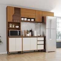 Cozinha Completa Venaly 10 Portas 2 Gavetas com Vidro Cinamomo/Off White - Henn