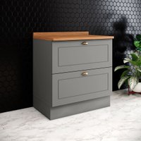 Balcão de Cozinha 80 Cm Americana 2 Gavetas com Tampo 100% Mdf Cec197 Cinza/Nature - Henn