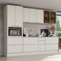 Cozinha Completa Fineze 8 Portas 8 Gavetas 100% Mdf com Vidro Reflecta Areia Hp - Henn