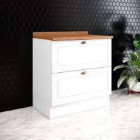 Balcão de Cozinha 80 Cm Americana 2 Gavetas com Tampo 100% Mdf Cec197 Branco Hp/Nature - Henn