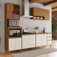 Cozinha Completa Venaly 11 Portas 2 Gavetas com Vidro Reflecta Cinamomo/Off White - Henn