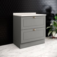Balcão de Cozinha 80 Cm Americana 2 Gavetas com Tampo 100% Mdf Cinza/Calcare - Henn