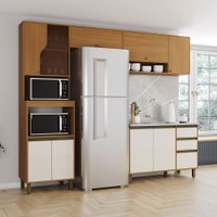 Cozinha Completa Venaly 10 Portas 2 Gavetas com Vidro Reflecta Cinamomo/Off White - Henn