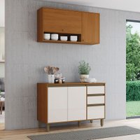 Cozinha Compacta Venaly 5 Portas 2 Gavetas com Tampo Cinamomo/Off White - Henn