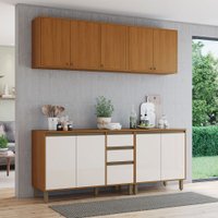 Cozinha Compacta Venaly 10 Portas 2 Gavetas com Tampo Cinamomo/Off White - Henn