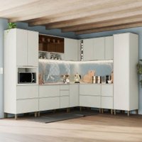Cozinha Completa Fineze 10 Portas 10 Gavetas 100% Mdf com Vidro Reflecta Areia Hp - Henn